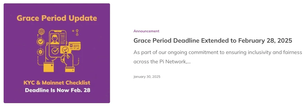 Pi Network extends the Grace Period deadline to the end of February 2025