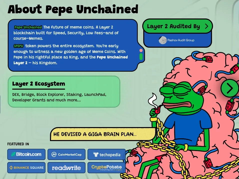 The Pepe Unchained vision as per its website