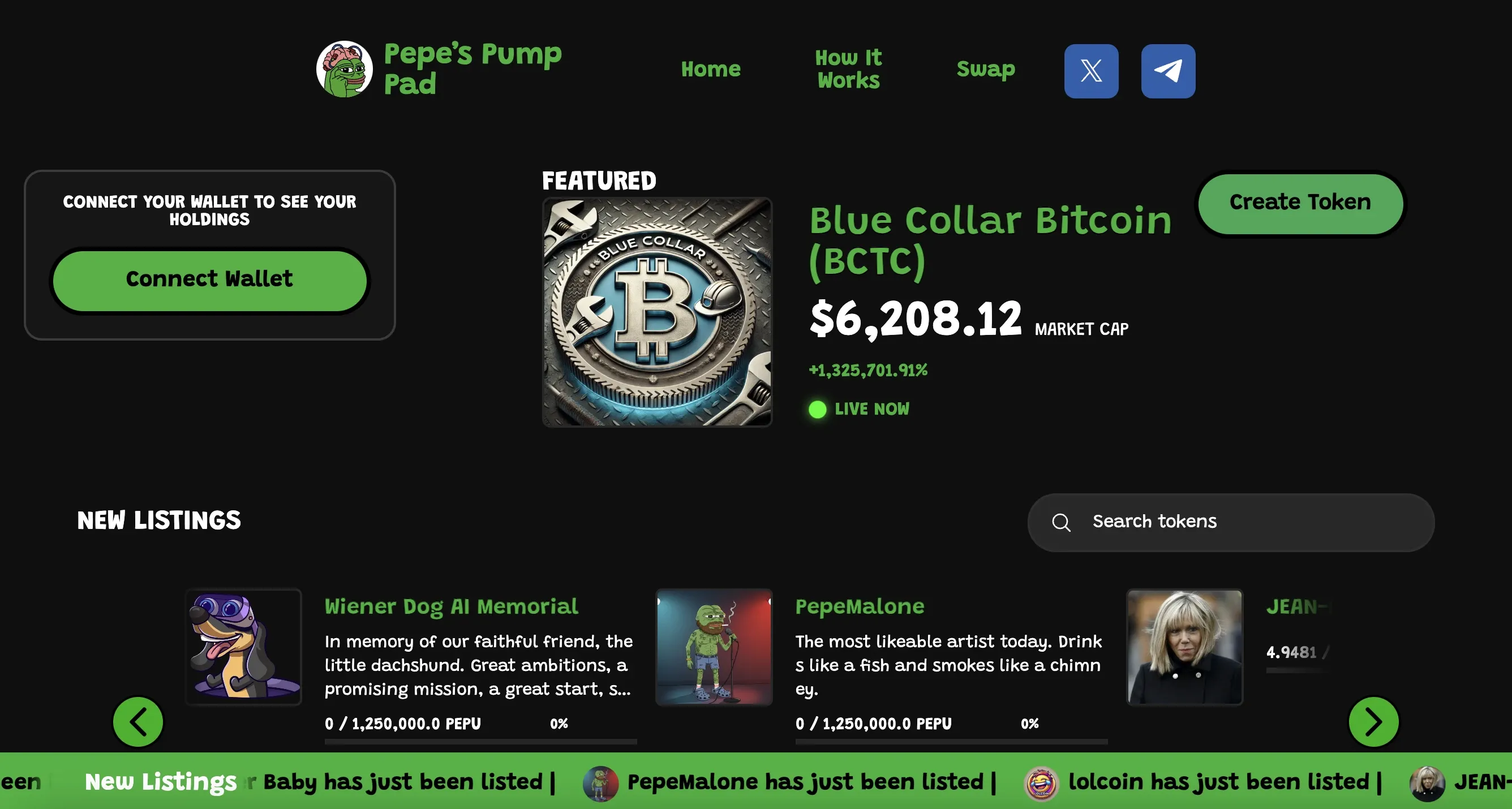 Pump Pad's current homepage