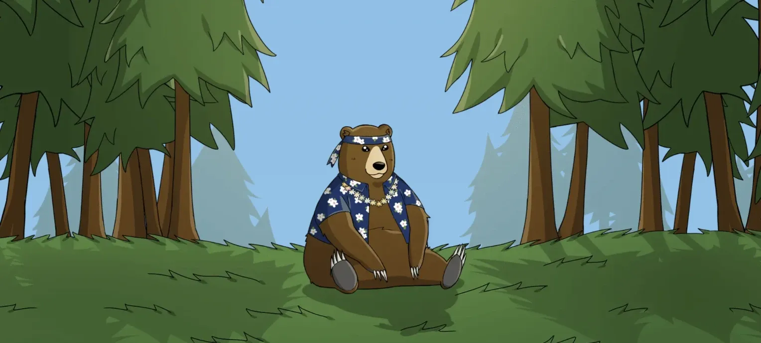 Berachain bear sitting in a forest