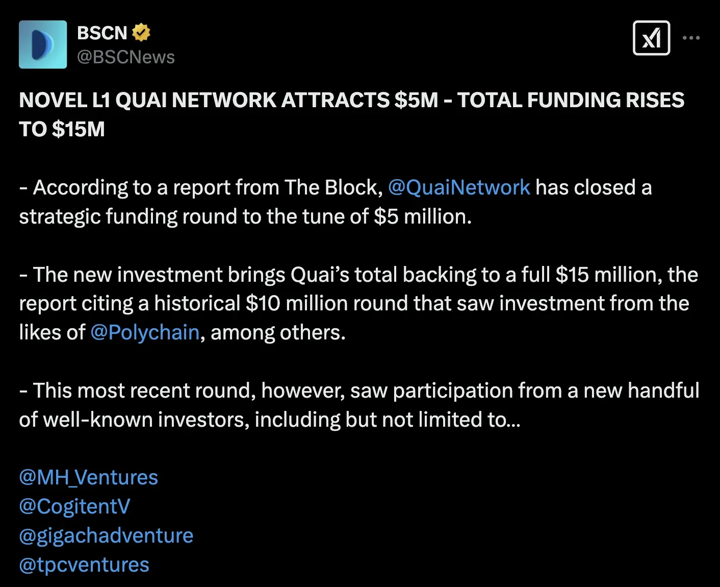 Quai Network has raised a total of $15 million