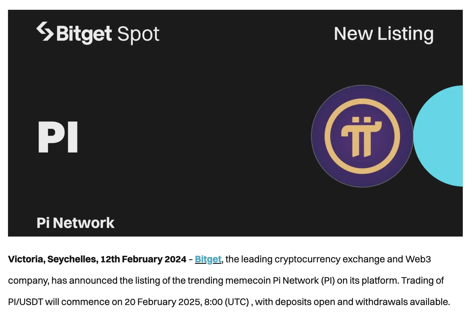 Bitget describes PI as a memecoin