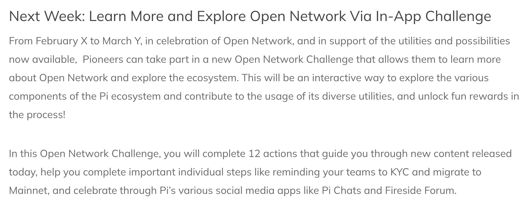 Pi Network's new Open Network challenge