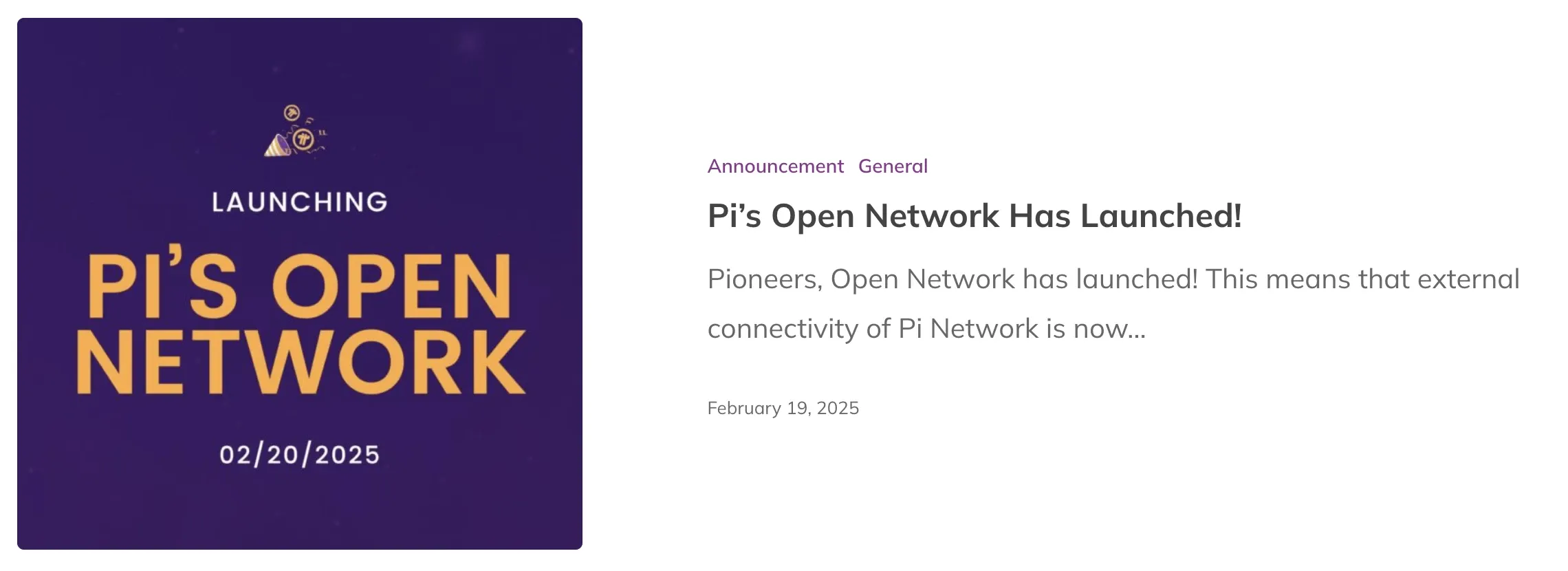 Pi Network launched Open Network in February 2025