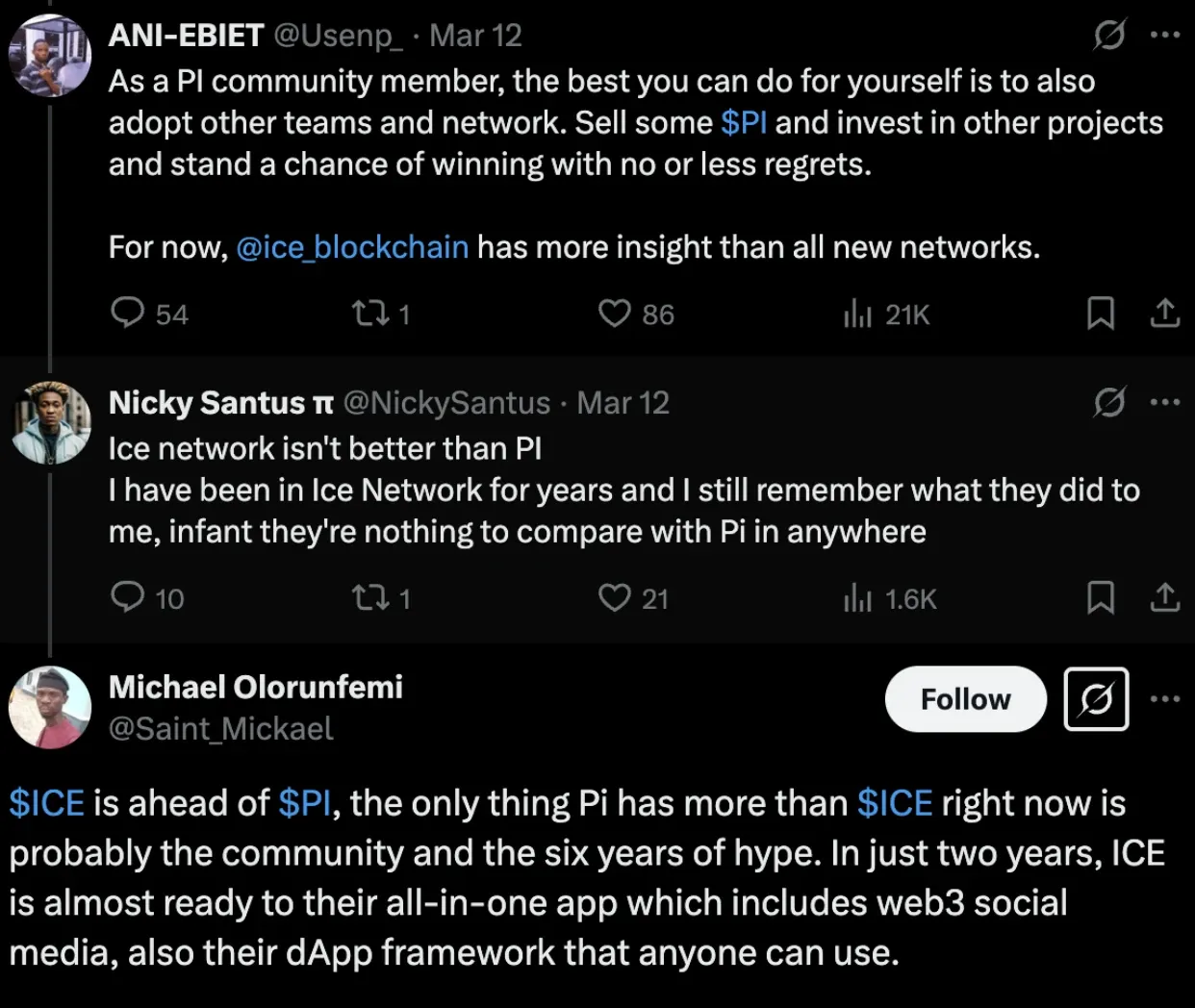 Community members share views on Ice Blockchain and Pi Network