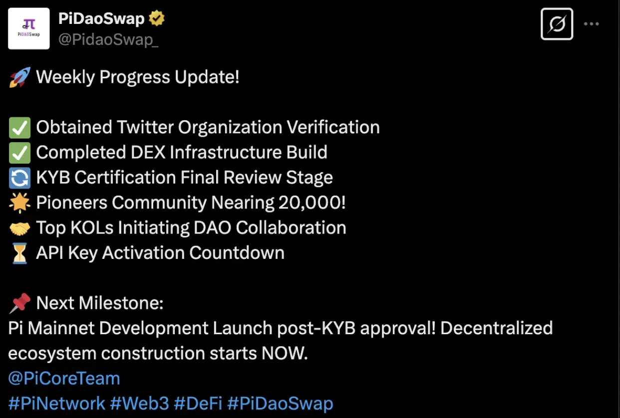 PiDaoSwap's development and progress roadmap