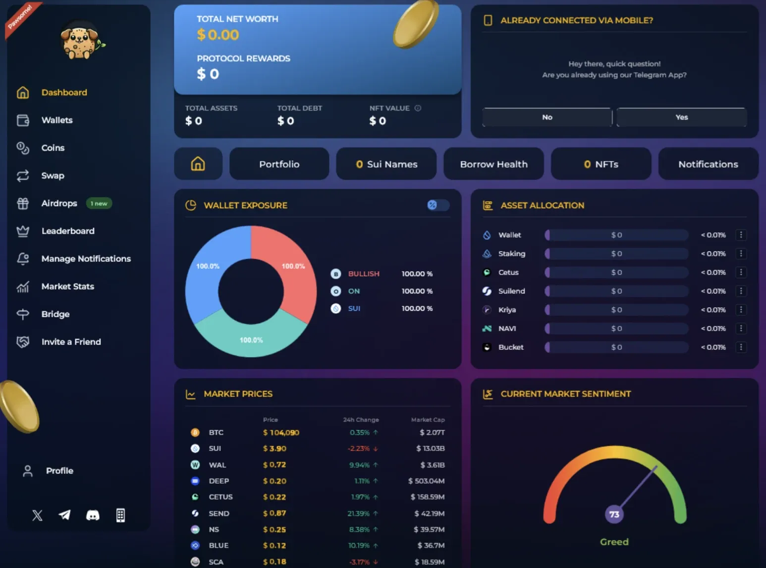 Pawtato Finance dashboard