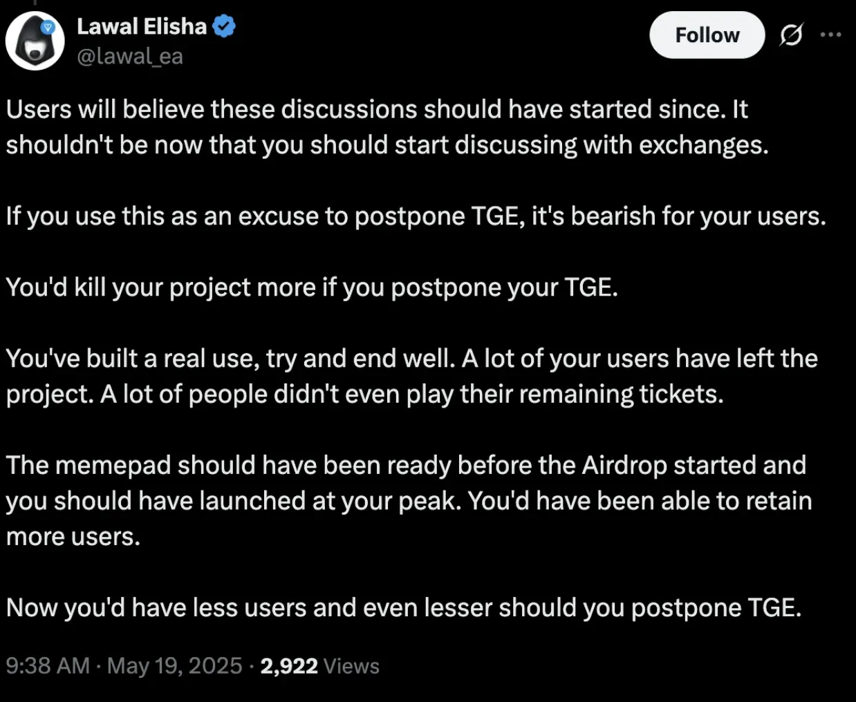 User responds to BLUM's TGE announcement