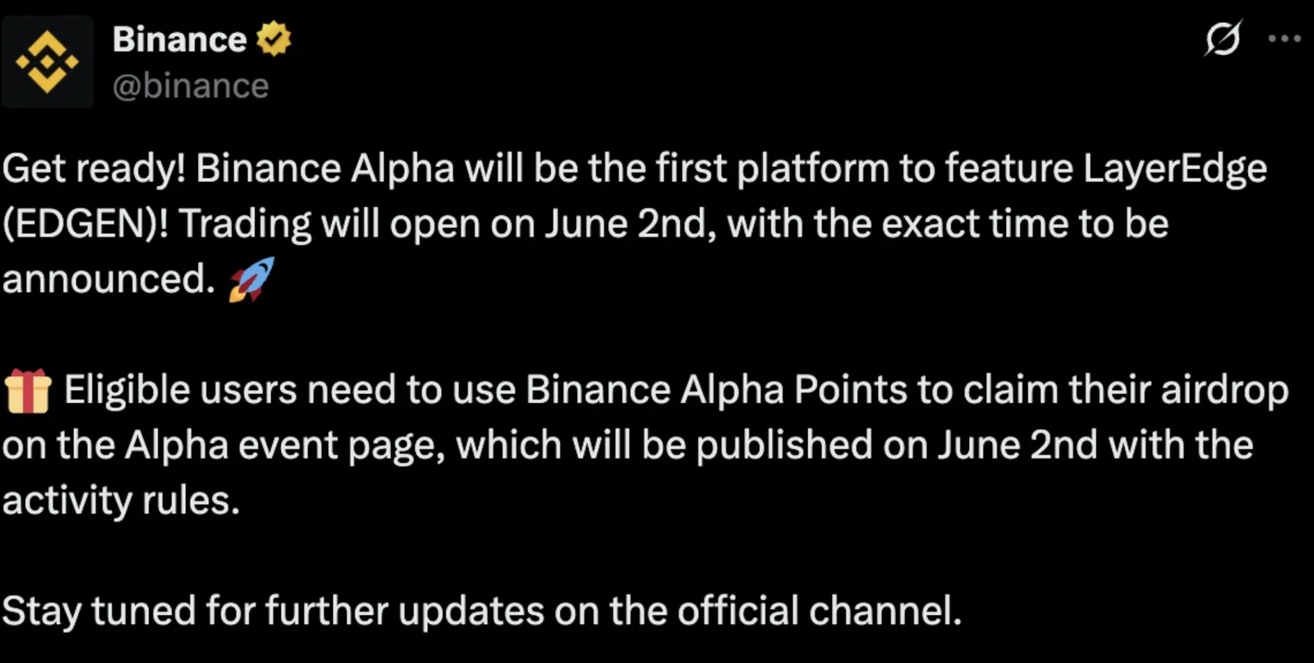 Binance announces LayerEdge