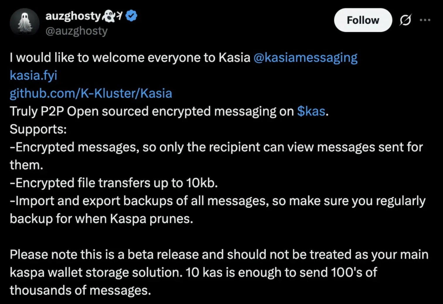 Introducing Kasia on KAS