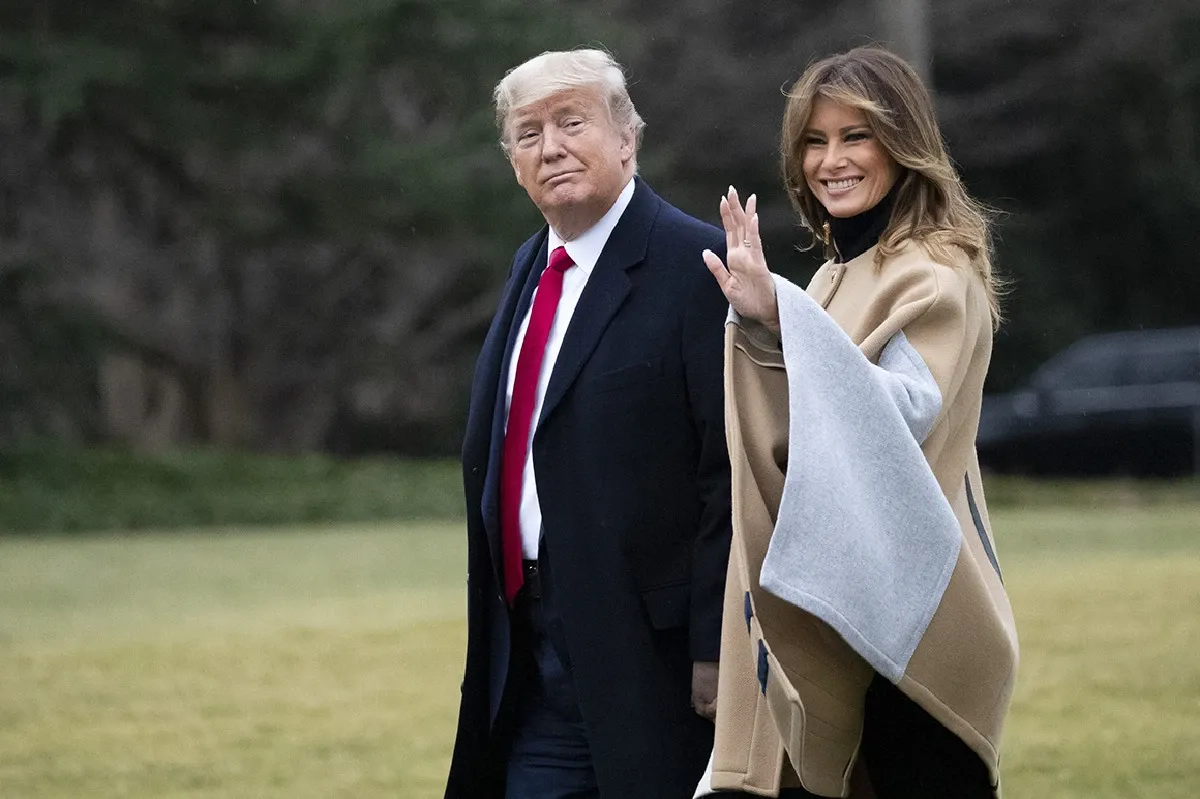 Melania and Donald Trump walking together