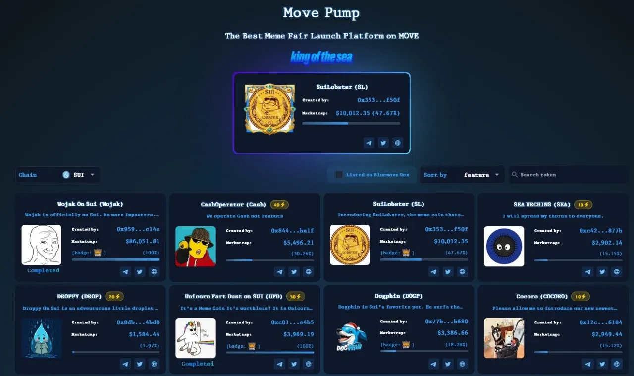 Move Pump homepage UI