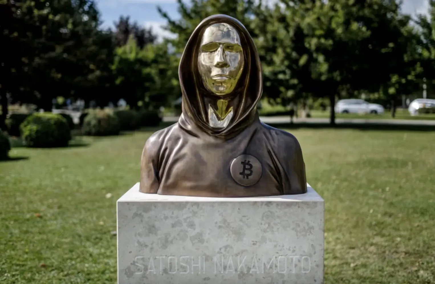 Statue of Bitcoin creator Satoshi Nakamoto (Hungary)
