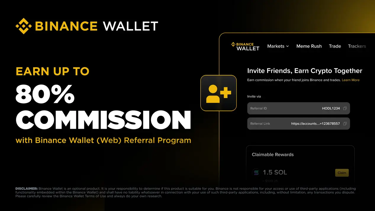 Binance wallet referral 80% commision poster